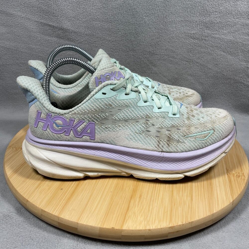 Hoka One One Clifton 9 Shoes Womens 7.5 B Blue Running Athletic Sneakers